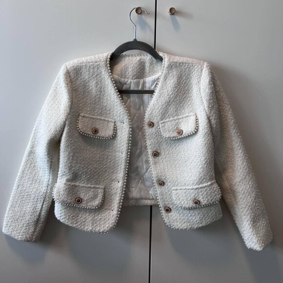NWOT White Tweed Jacket - Picture 1 of 3